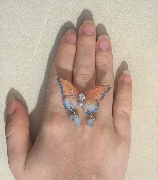 Bague papillon avec pendentif